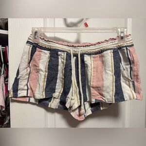 Roxy Striped Drawstring Women’s Shorts - blue, white/cream, pink, gold